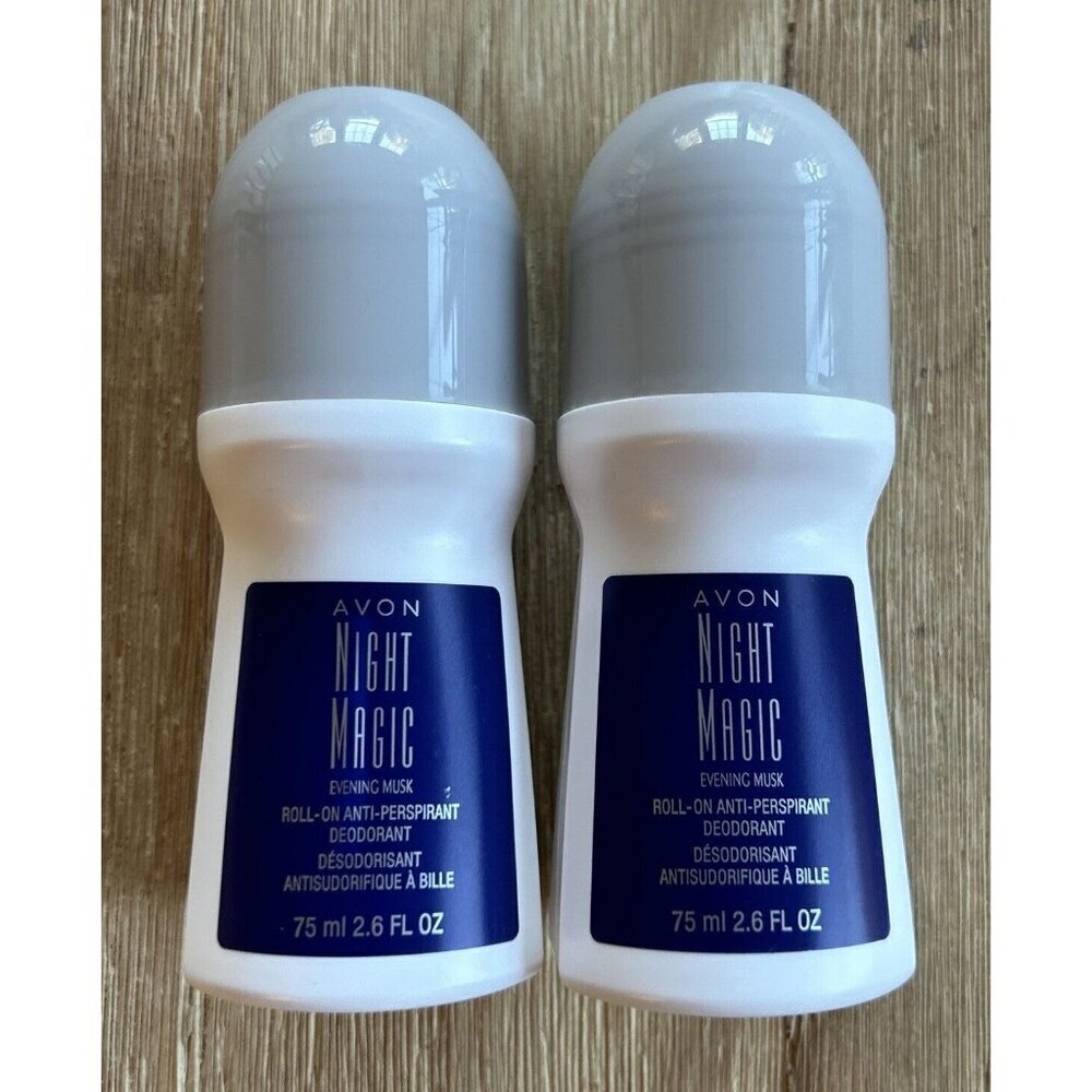 2 - AVON Night Magic Evening Musk Roll On Anti Perspirant Deodorant 2.6 Oz each